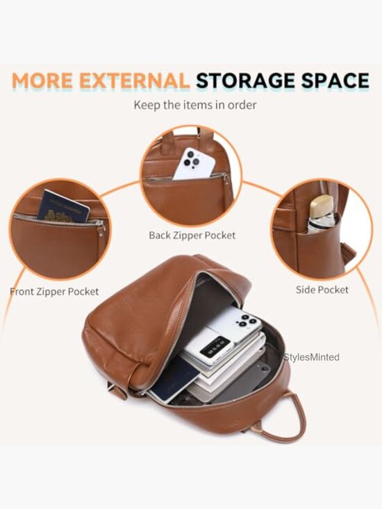 Top Grain Leather Backpack for Women Fashion Work Travel main image 4